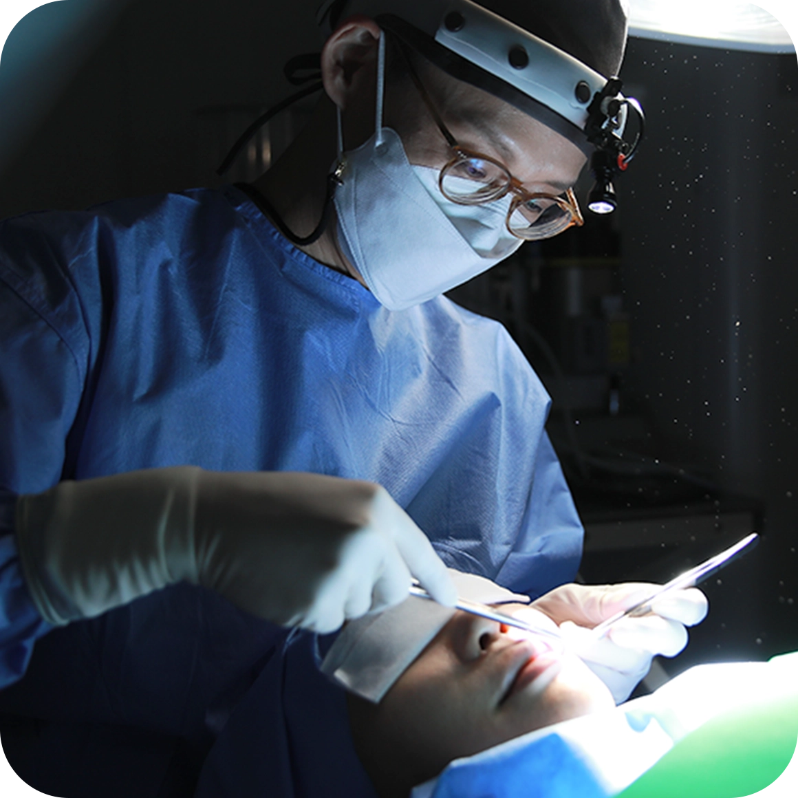 Surgeon performing 345 plastic surgery where natural cosmetic procedure. Medical professional at work.