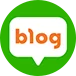 Green chat bubble with blog text
