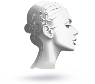 Elegant 3D sculpture of woman's profile