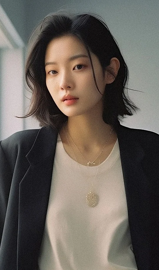 Natural beauty, woman in blazer. 345 Plastic Surgery where natural results enhance features.