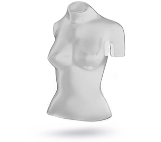 Clear female torso mannequin for garment display
