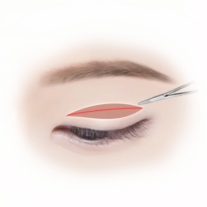 Eyelid plastic surgery. Eye before natural 345 plastic surgery procedure.